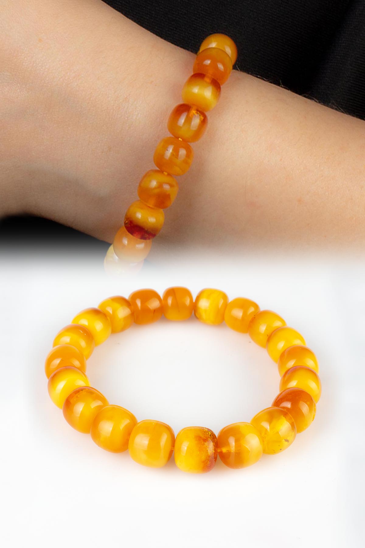 Damla Kehribar Mat Bal Rengi Kapsül Kesim Unisex Bileklik 13-15gr