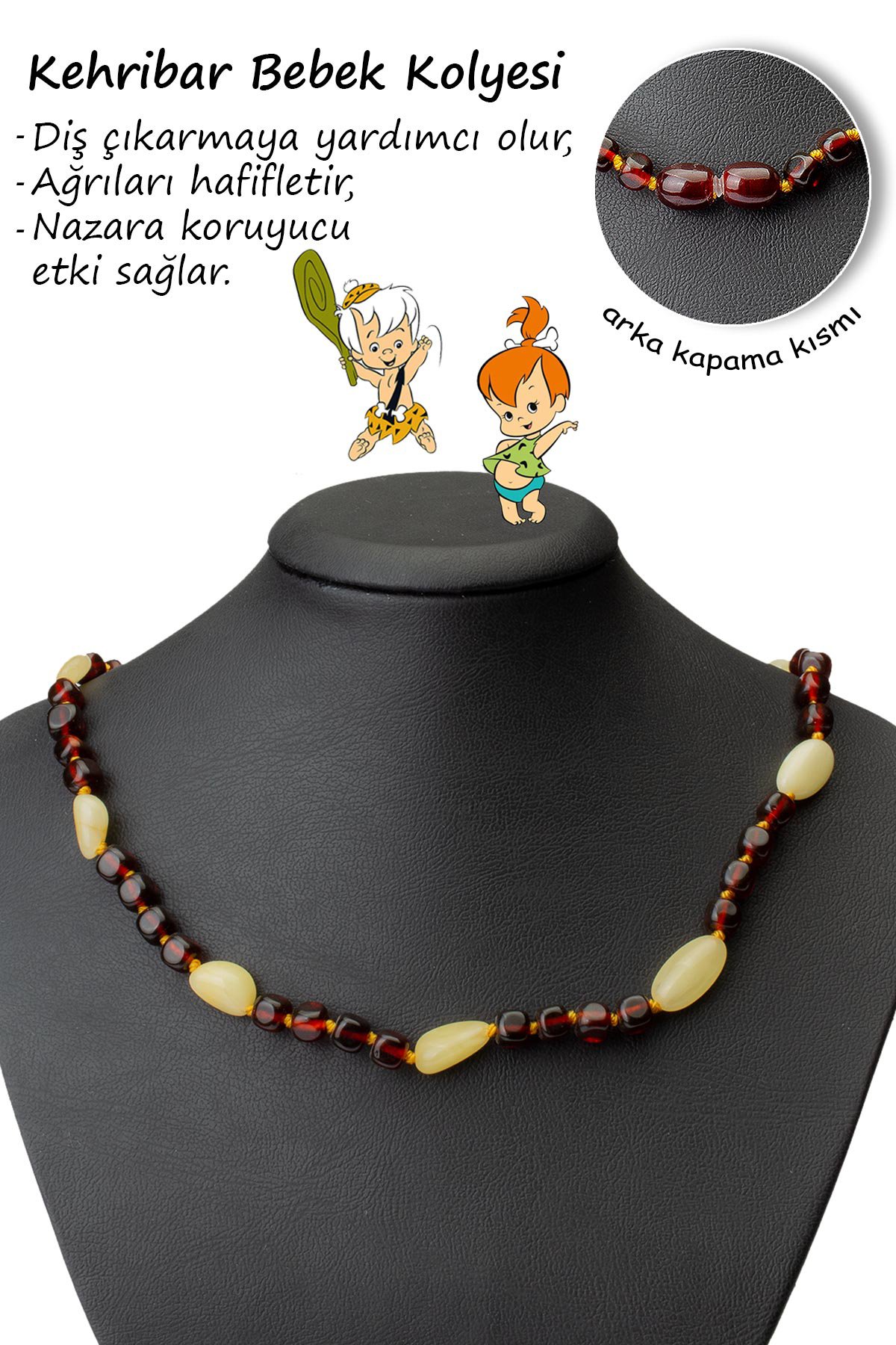 Damla Ve Ateş Kehribar Karışık Tımbıl Kesim Bebek Kolyesi 4,9-5,1gr