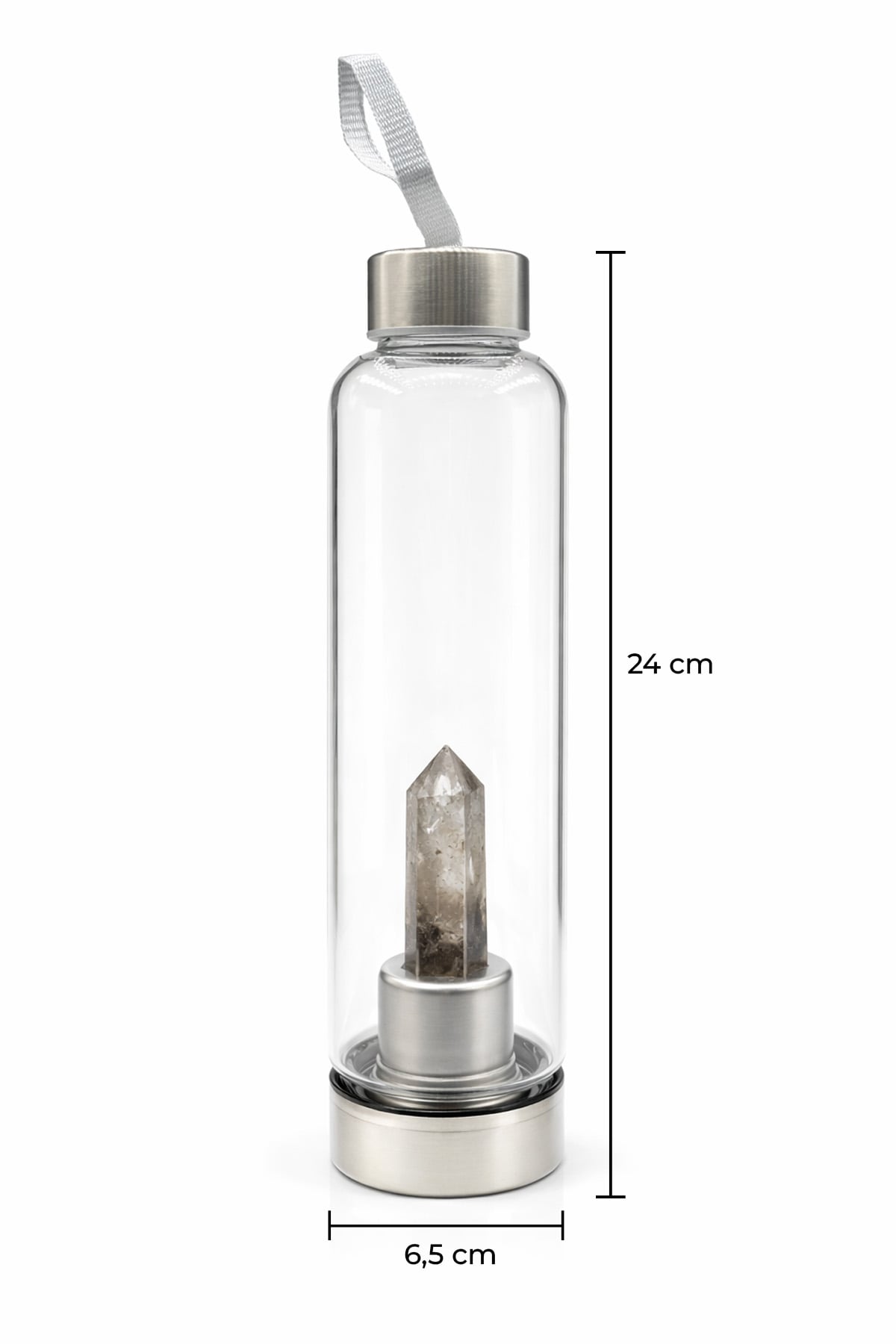 Smoky Quartz Natural Stone 500 Ml Glass Canteen Water Bottle Sheathed
