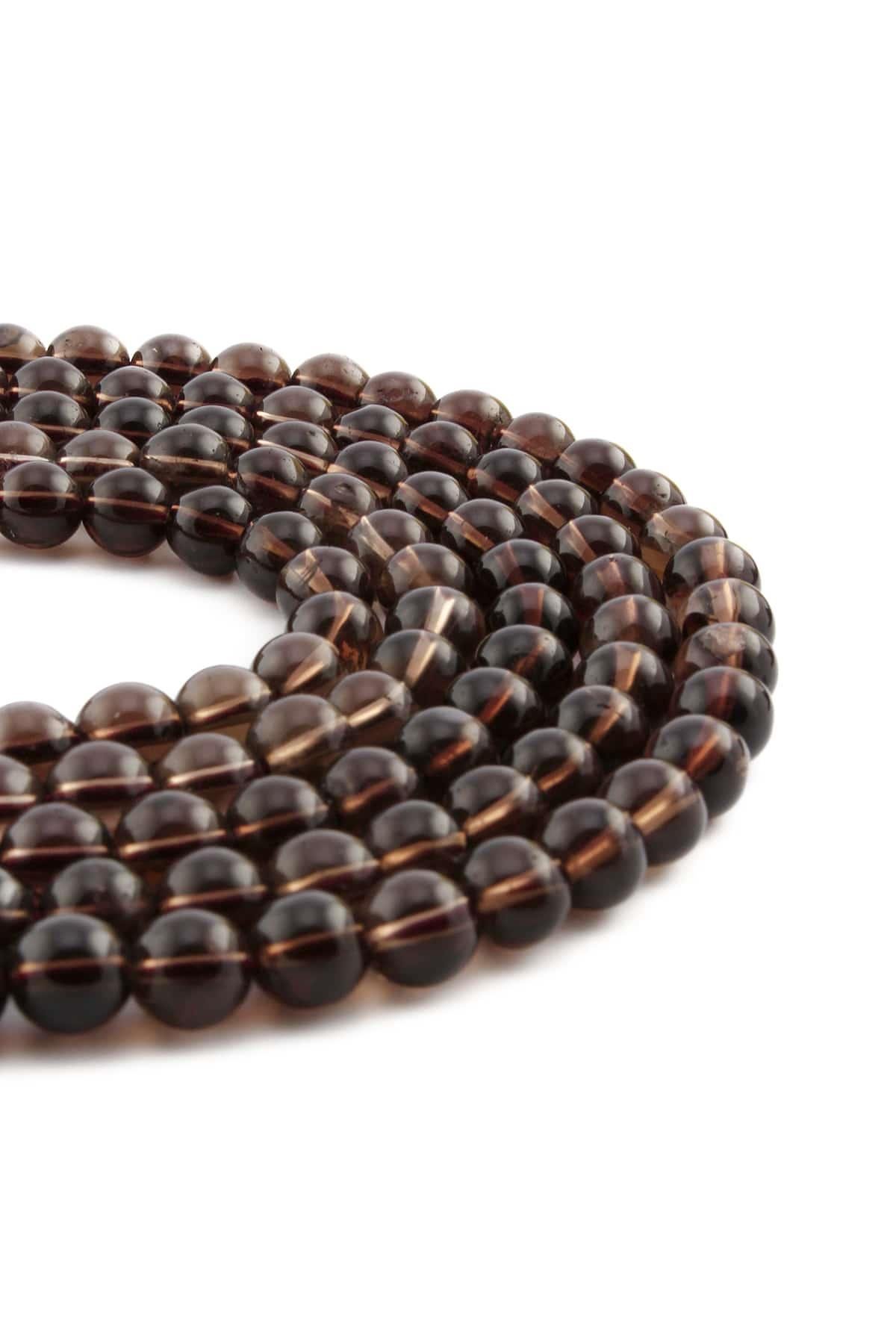 Dumanlı Kuvars Doğal Taş Parlak Küre Kesim 7mm Dizi