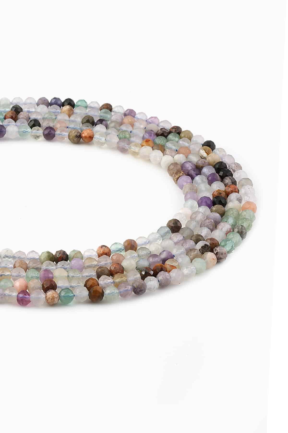 Fluorite Natural Stone Shiny Globe Crystal Cut 5mm String Of Beads