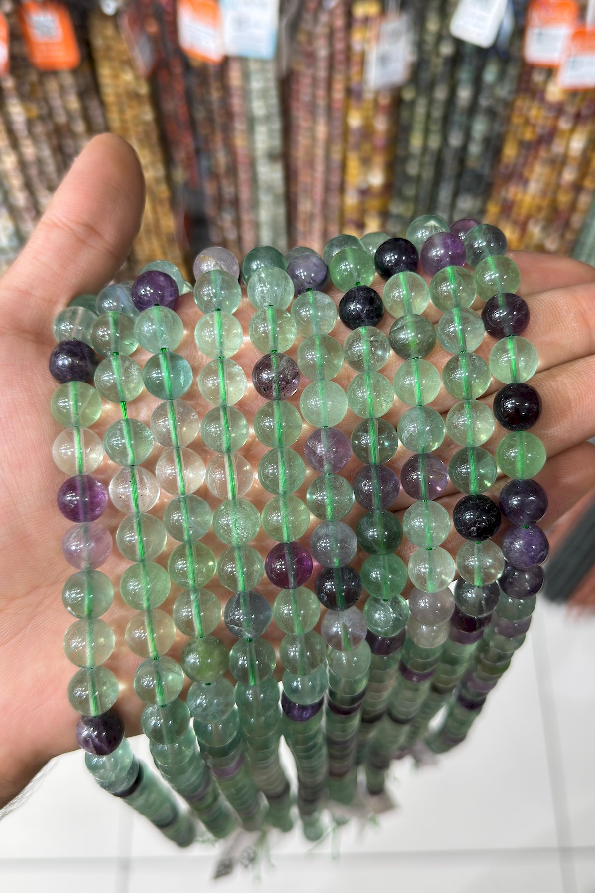 Florit Doğal Taş Parlak Küre Kesim 10mm Dizi