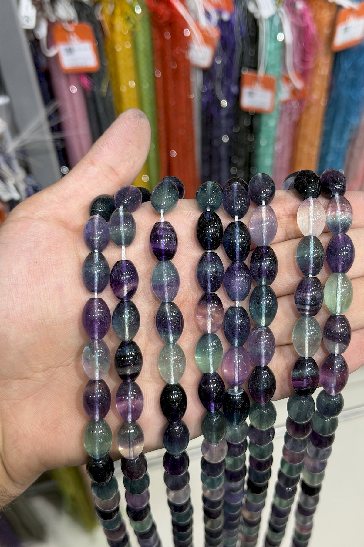 Florit Doğal Taş Yassı Arpa Kesim 10x14mm Dizi