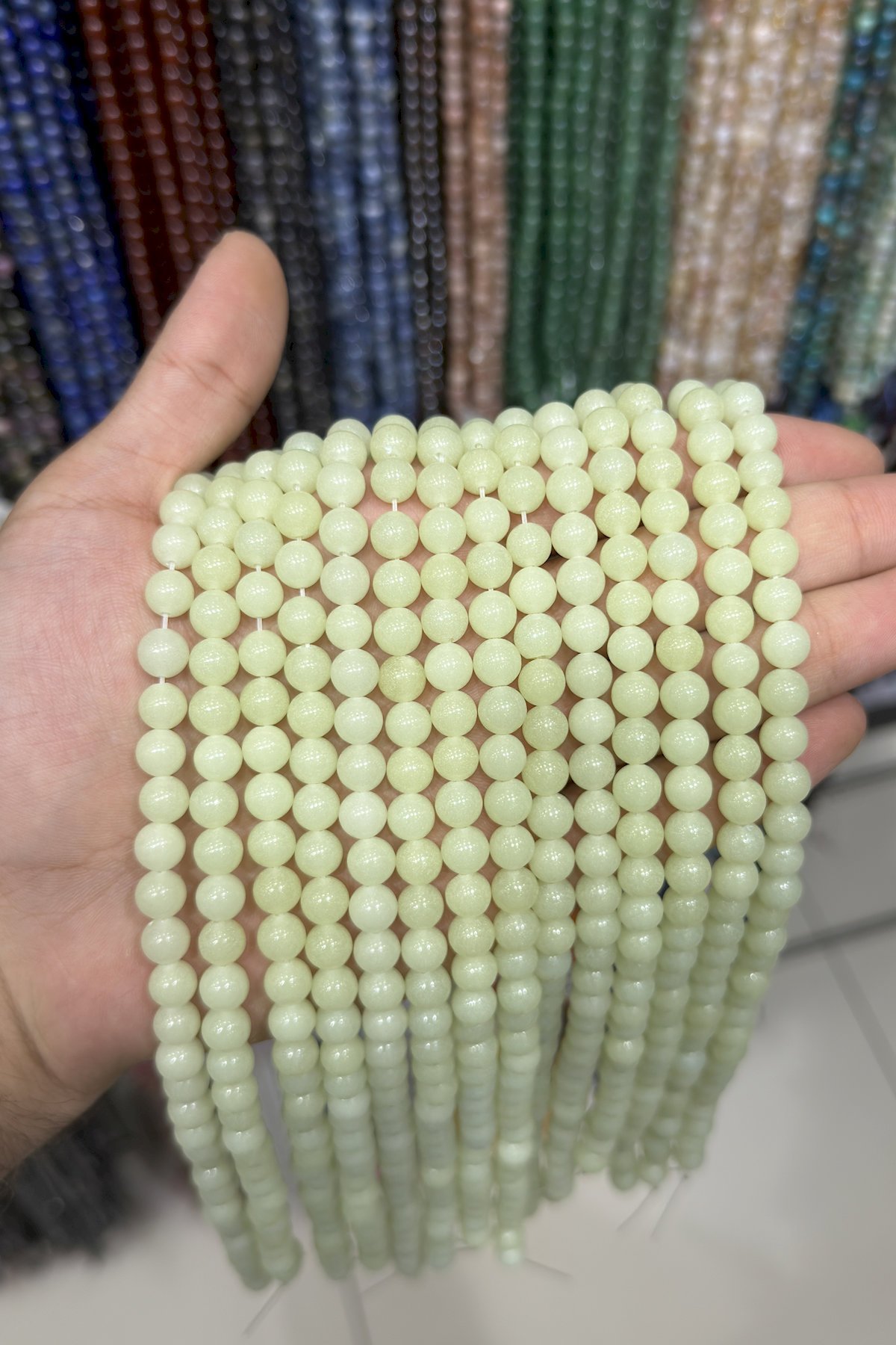 Fosforlu Küre Kesim Parlak 8mm Doğal Taş Dizi