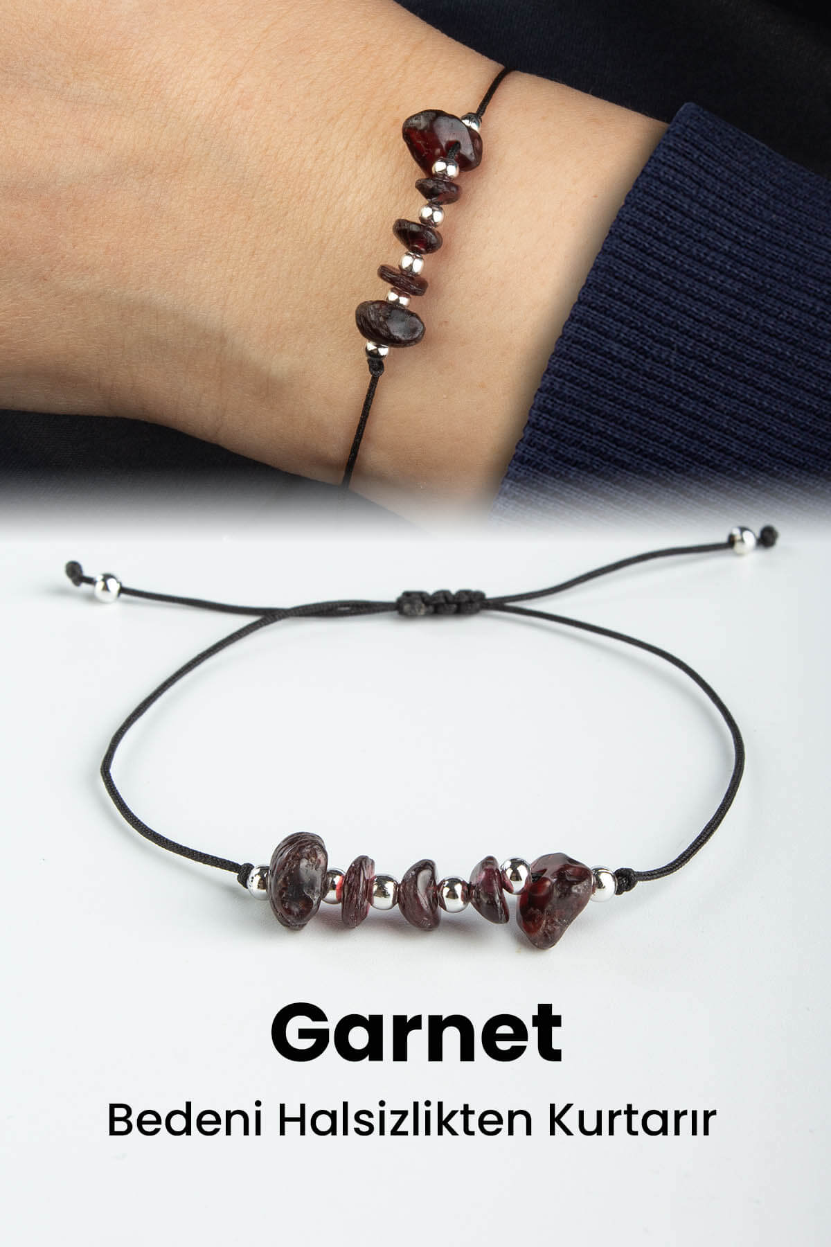 Garnet Doğal Kırık Taş Oğlak Burcu Bilekliği