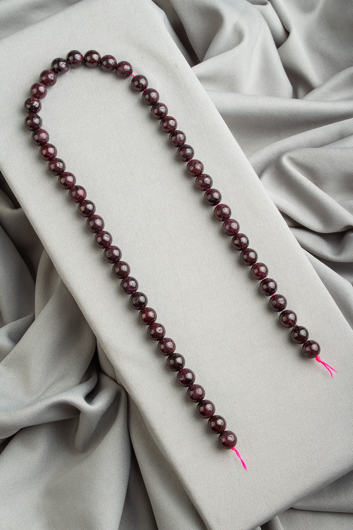 Garnet Natural Stone Shiny Globe Cut 8mm String Of Beads