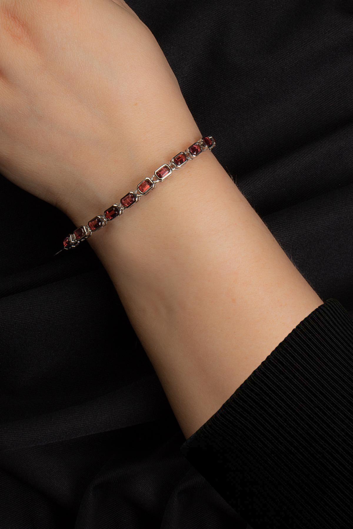 Garnet Doğal Taş Zincir Bileklik