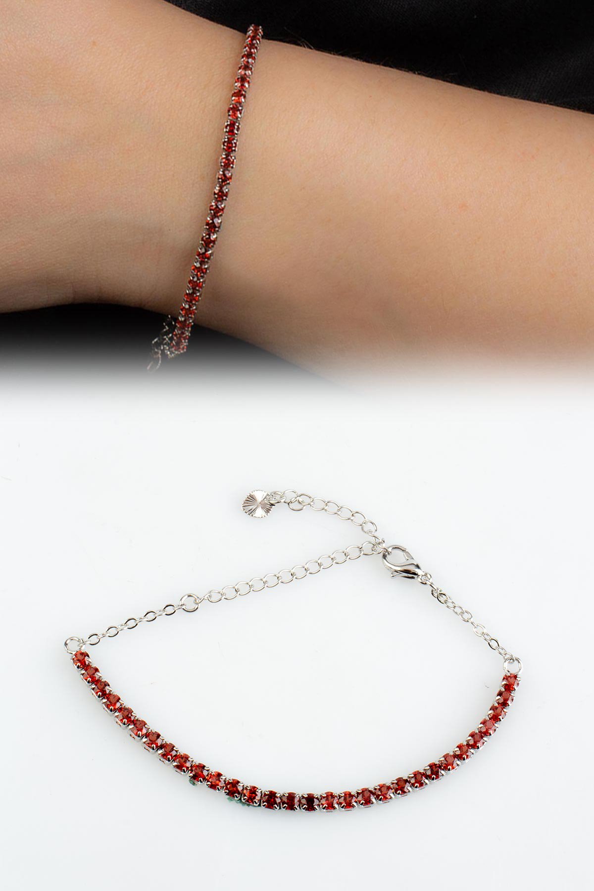 Garnet Doğal Taş Zincir Bileklik