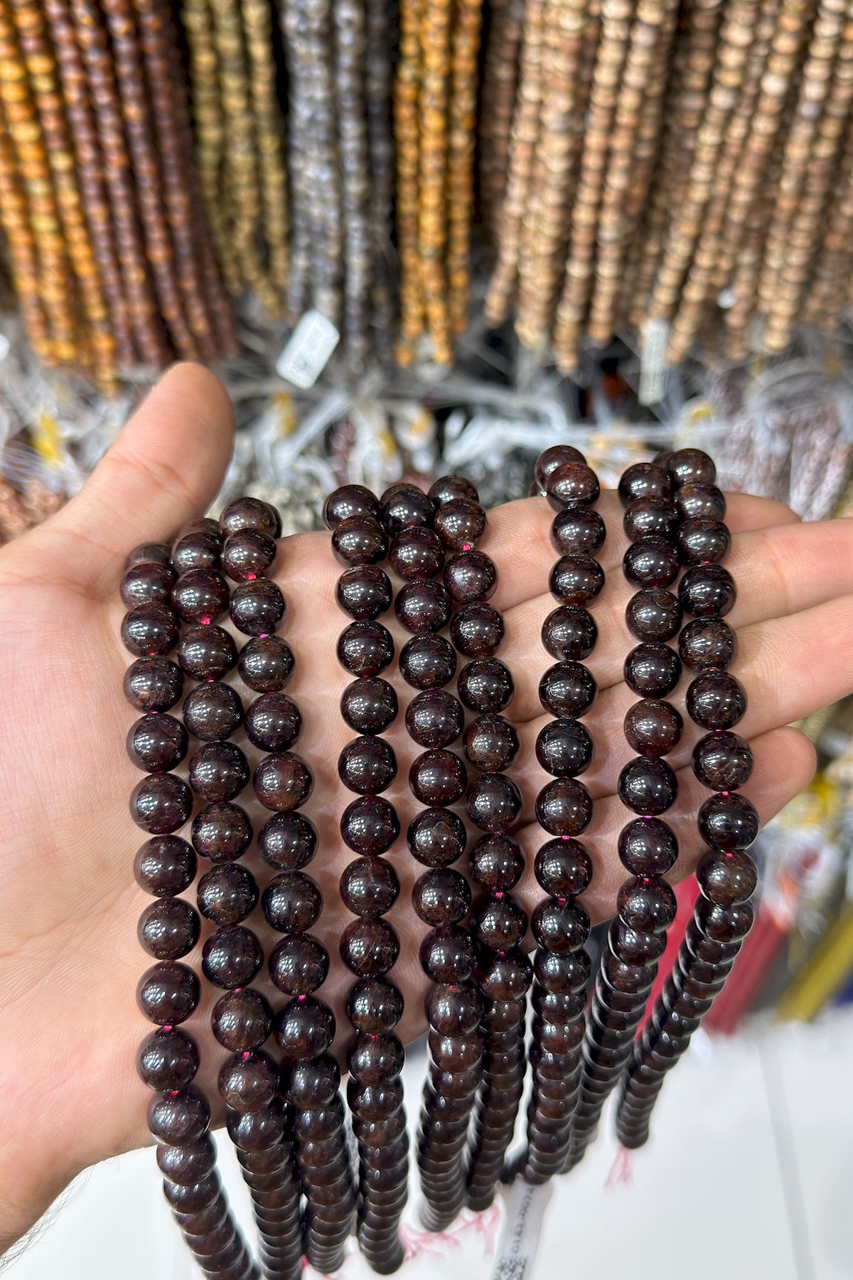Garnet Natural Stone Globe Cut 10mm String Of Beads