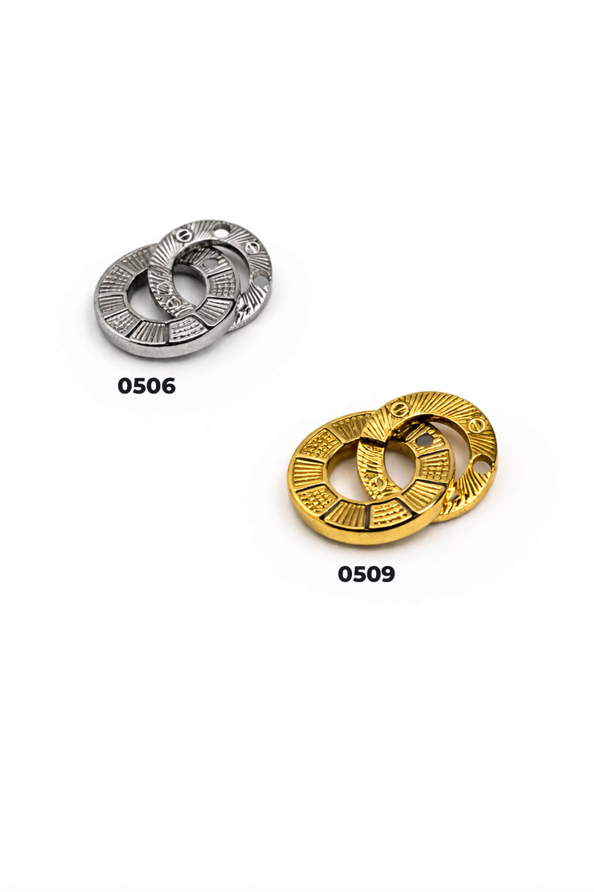 Gold - Gümüş Çift Halka Kesim Çelik Kolye Ucu