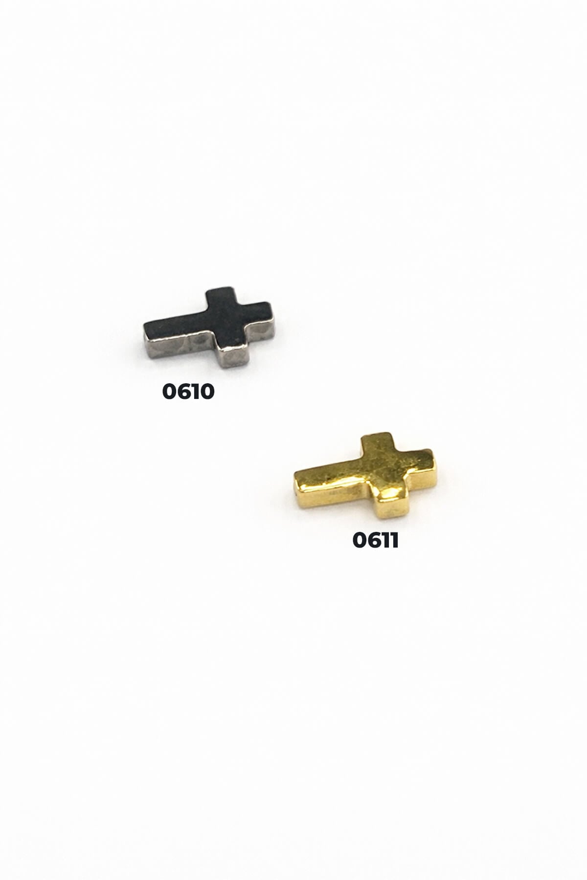 Gold - Gümüş Haç Kesim Çelik Kolye Ucu