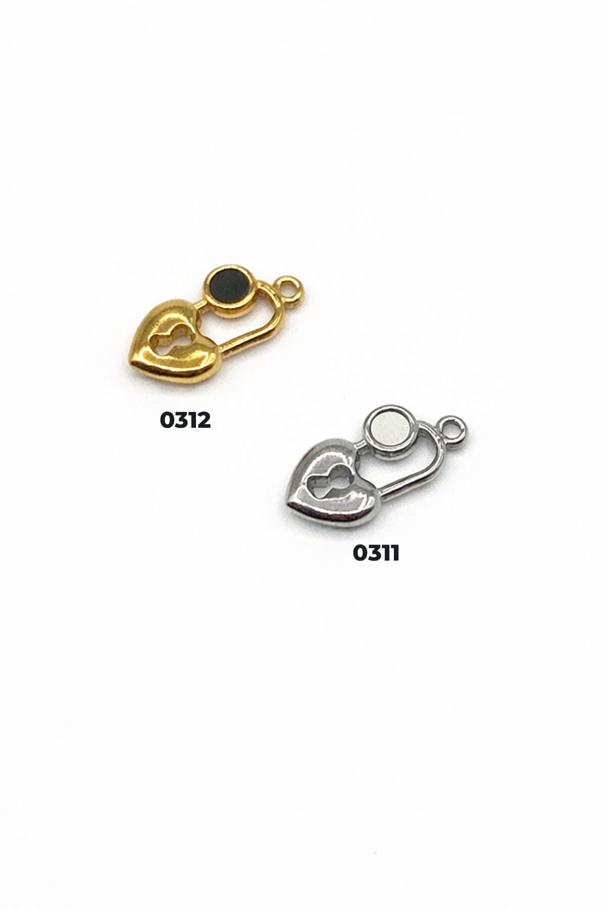 Gold - Gümüş Kalp Kesim Çelik Kolye Ucu