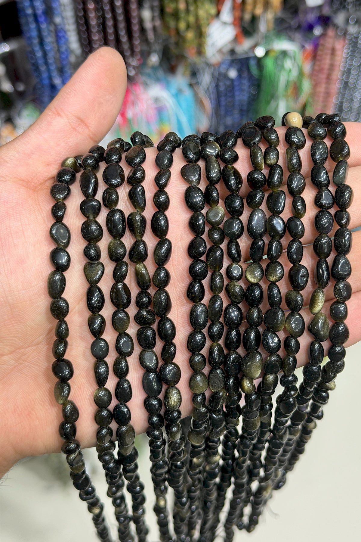 Gold Obsidyen Taşı Amorf Kesim 6x8mm Doğal Taş Dizi