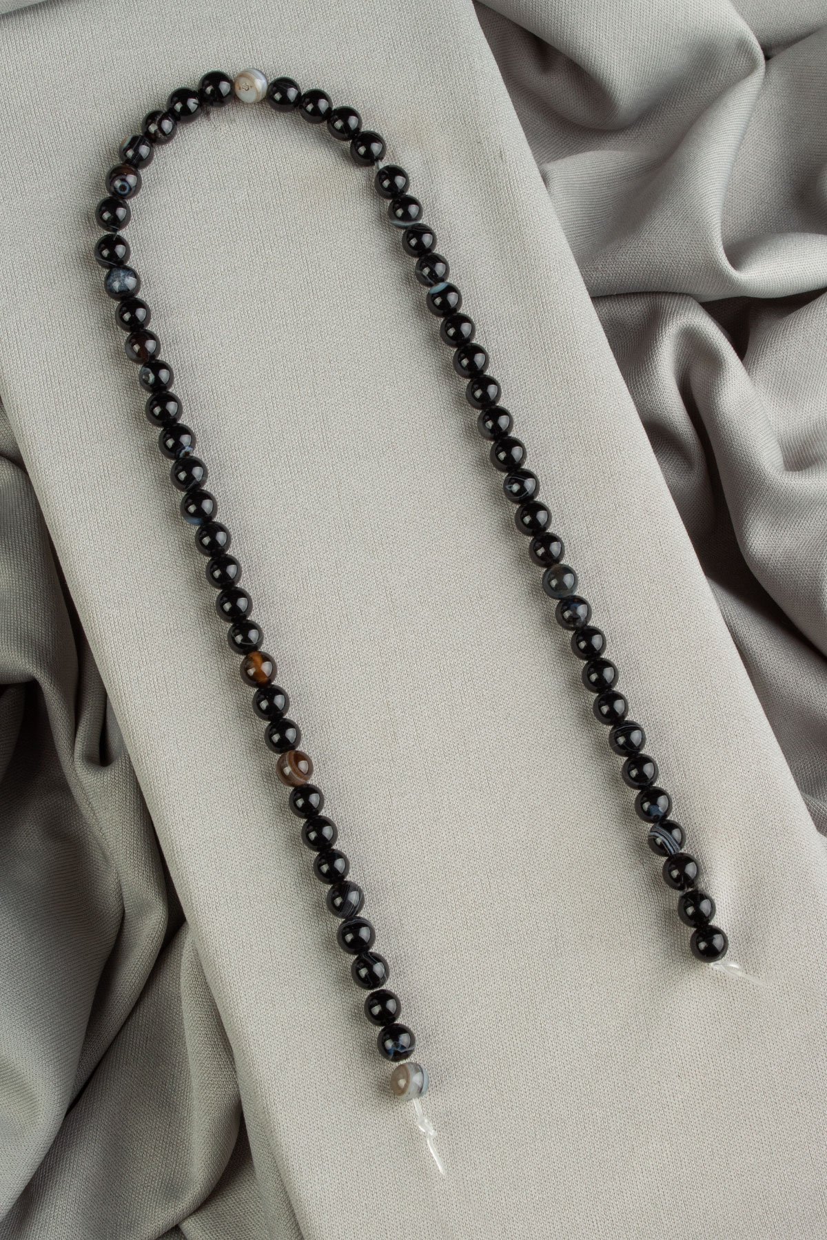 Göz Akik Doğal Taş Parlak Siyah Küre Kesim 6mm Dizi [AA]