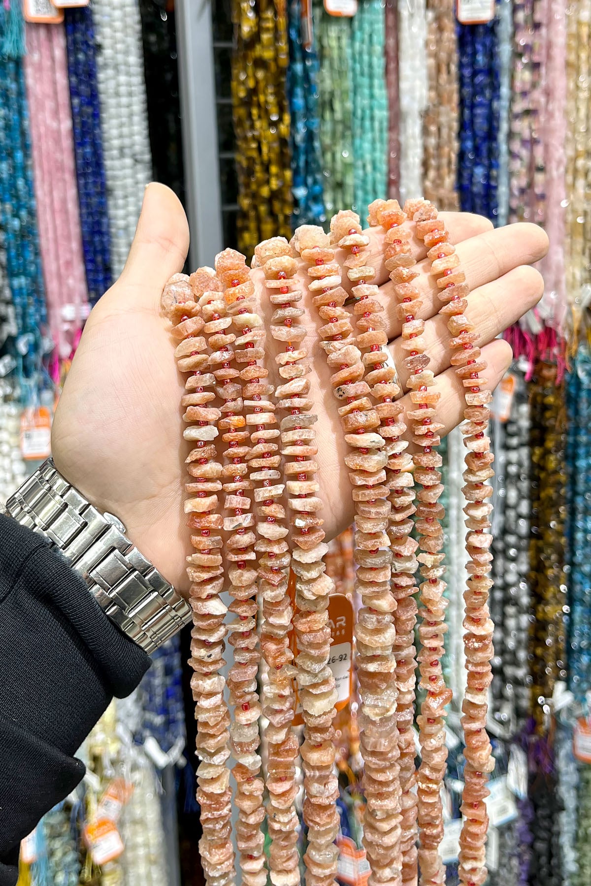 Güneş Taşı Doğal Taş Rondela Kesim 14x4mm Dizi