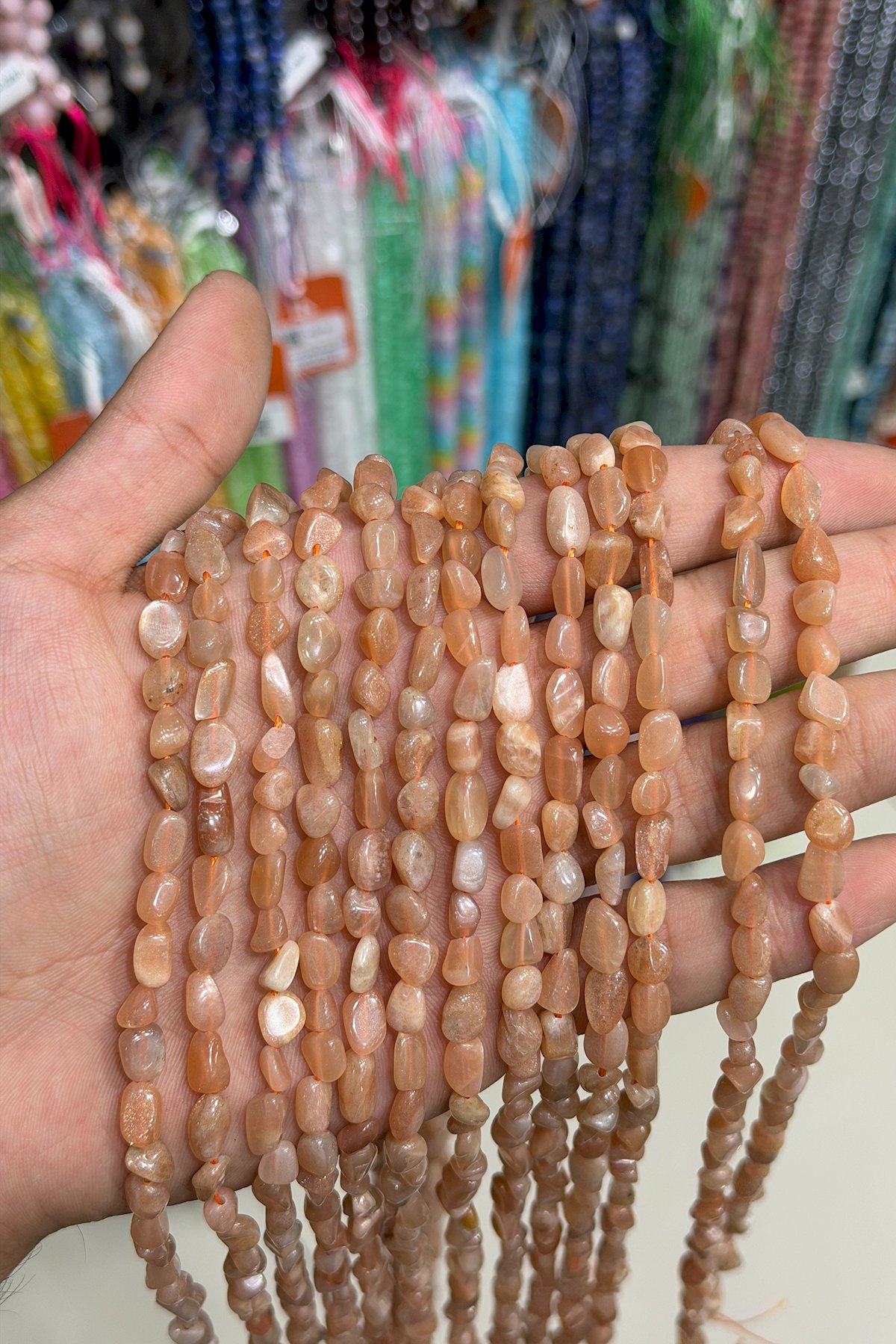 Watern Stone Natural Stone Tumbler Cut 6x8mm String Of Beads