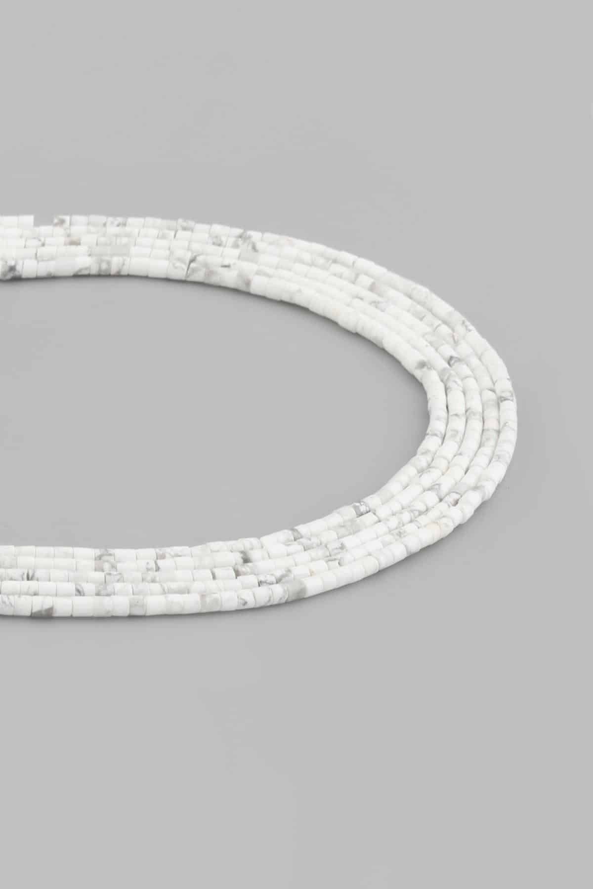 Howlite Natural Stone Cylinder Cut 2x2mm String Of Beads