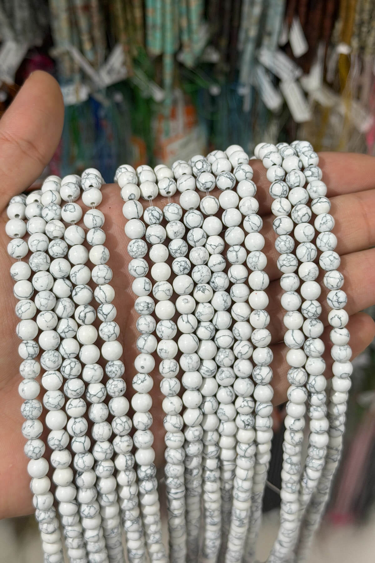 Havlit Taşı Küre Kesim Parlak Beyaz 6mm Doğal Taş Dizi [B+]