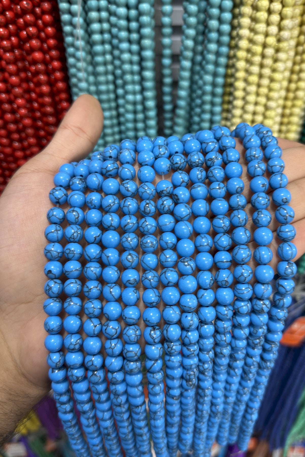 Havlit Taşı Küre Kesim Parlak Koyu Mavi 8mm Doğal Taş Dizi [B+]