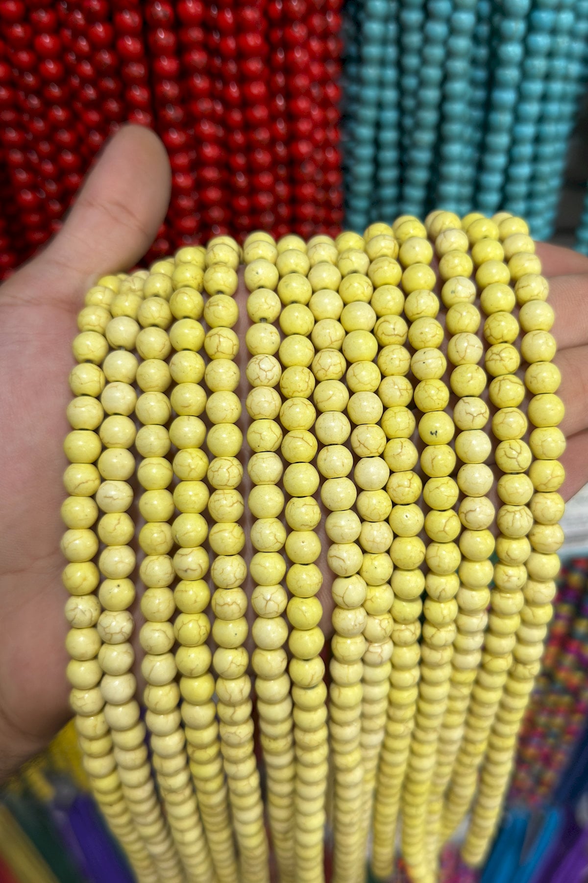 Havlit Taşı Küre Kesim Parlak Sarı 8mm Doğal Taş Dizi [B+]