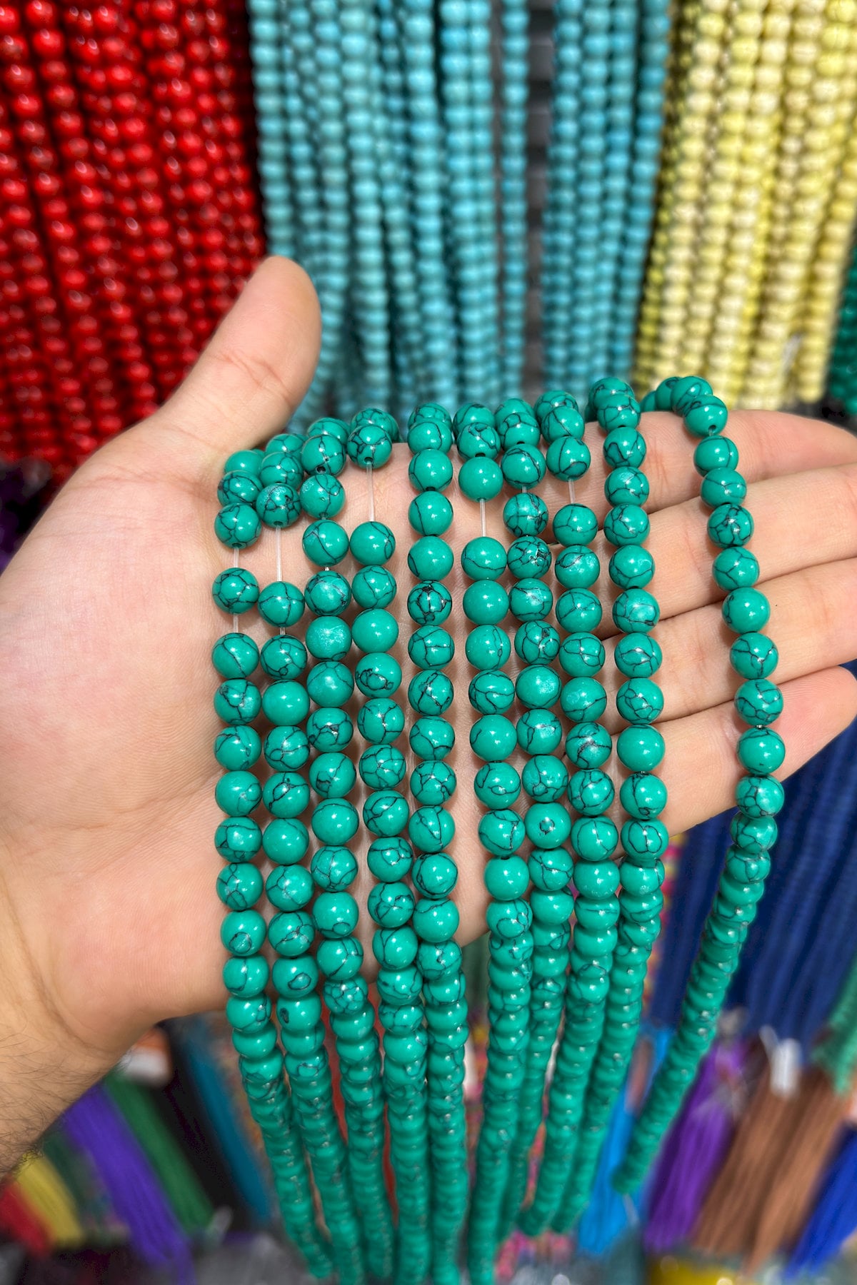 Havlit Taşı Küre Kesim Parlak Yeşil 8mm Doğal Taş Dizi [B+]