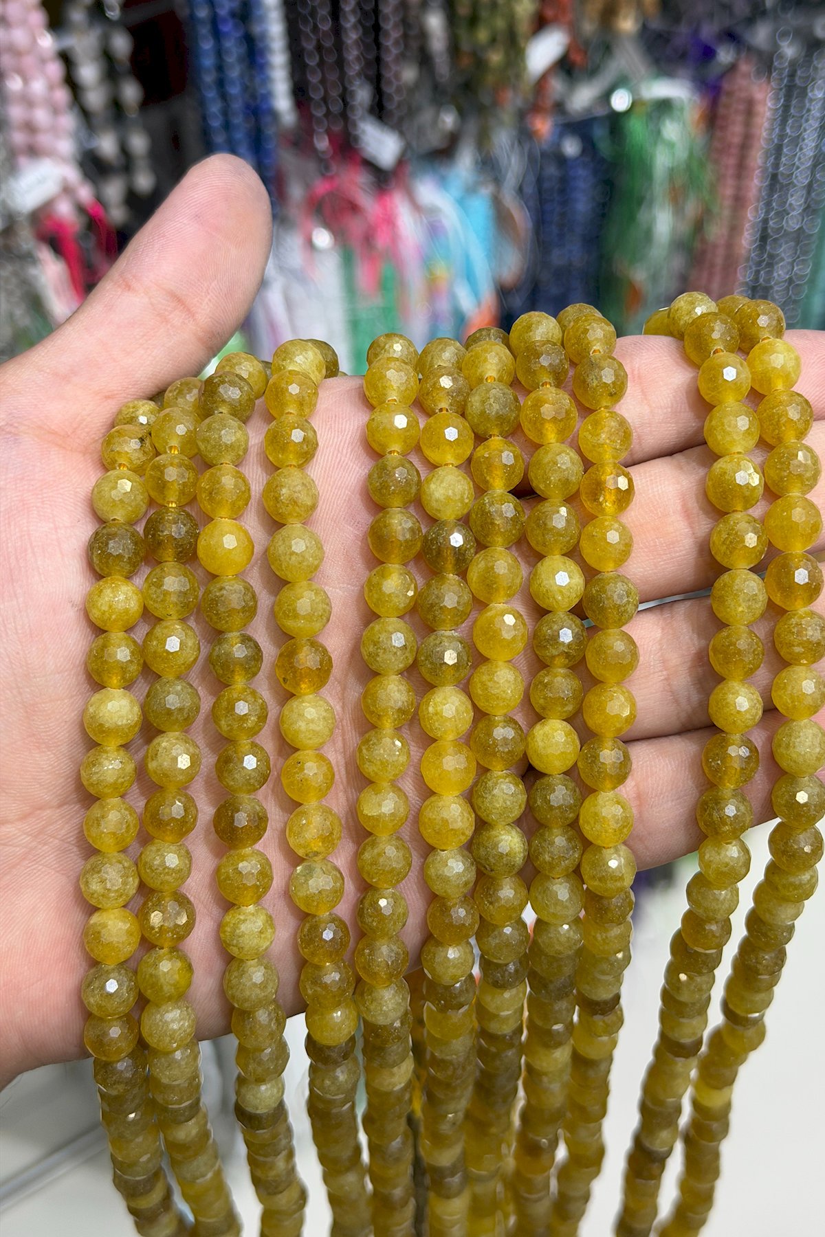 Helidor Taşı Faset Küre Kesim 8mm Doğal Taş Dizi