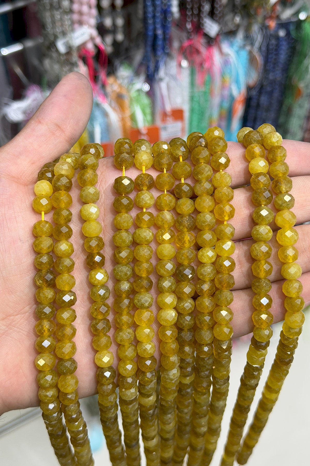 Helidor Taşı Fasetli Rondele Kesim Sarı 5x8mm Doğal Taş Dizi [AB+]