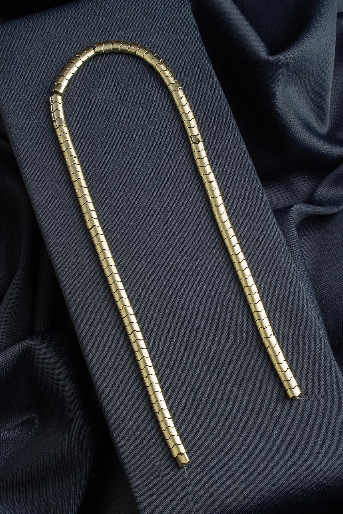 Hematit Doğal Taş Altın Sarı Yassı Balık Kesim 6x4mm Dizi