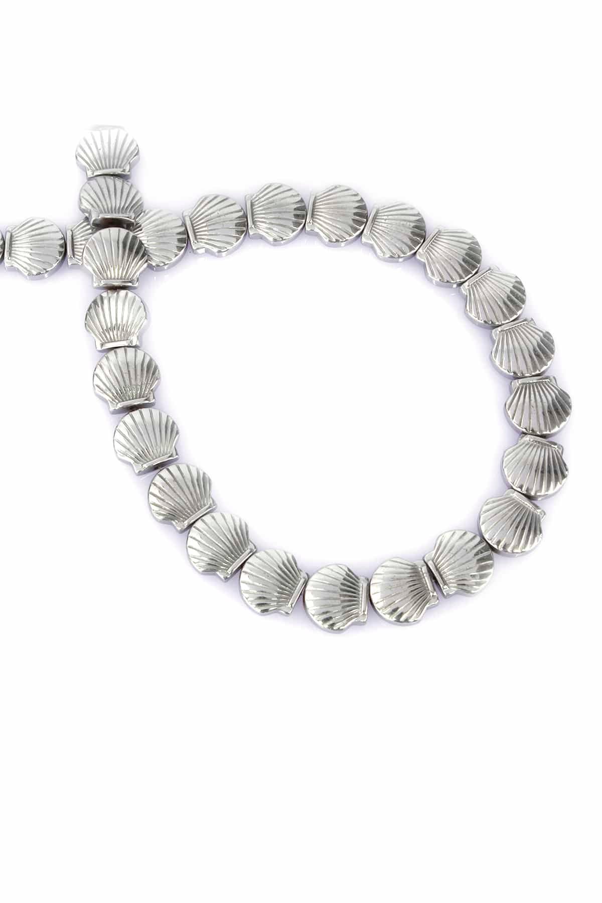 Hematite Natural Stone Cylinder Clam Cut 8mm String Of Beads