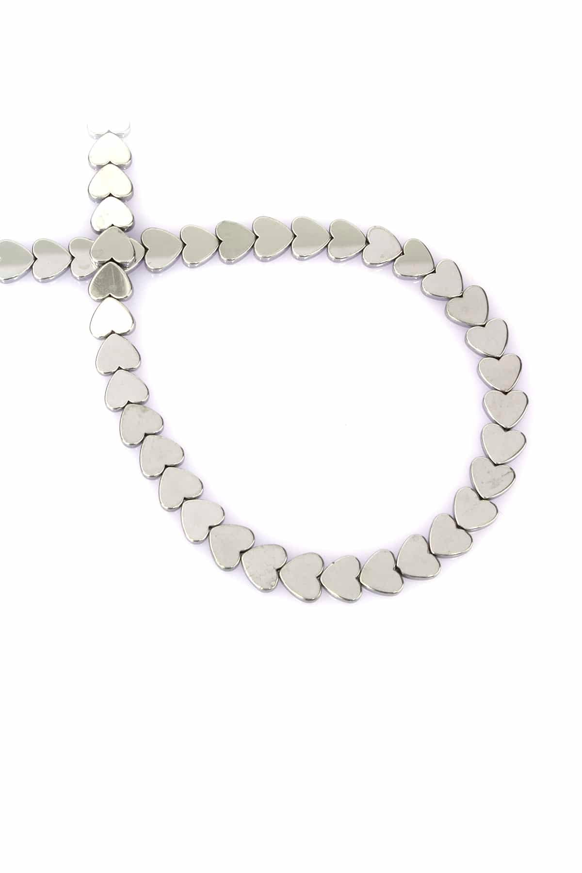Hematite Natural Stone Cylinder Heart Cut 8mm String Of Beads