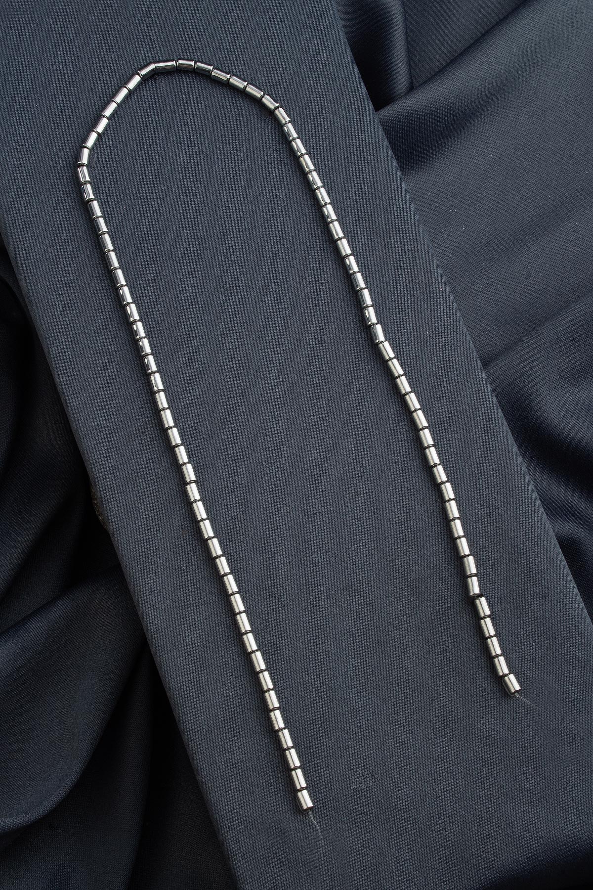 Hematit Doğal Taş Gümüş Silindir Kesim 3x5mm Dizi