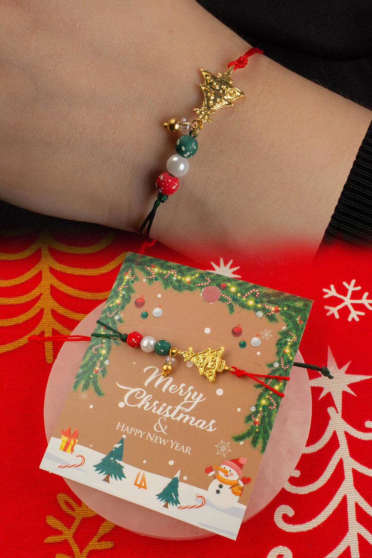 Hematit Doğal Taş Küre Kesim 4mm Çam Ağacı Motifli Makrome Bileklik