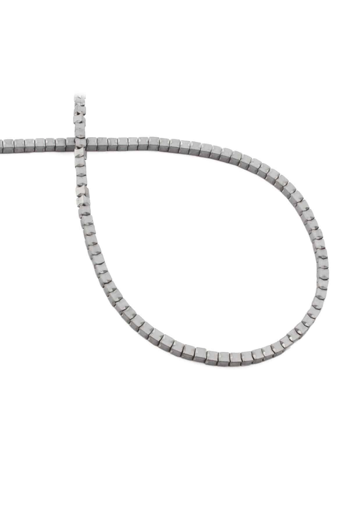 Hematite Natural Stone Matte Light Grey 2x2mm String Of Beads