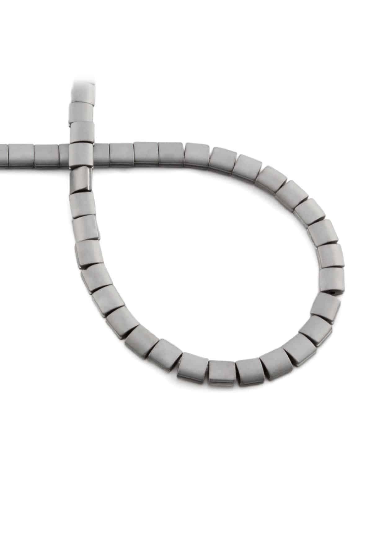 Hematite Natural Stone Matte Light Grey Hexagon Cut 5x5mm String Of Beads