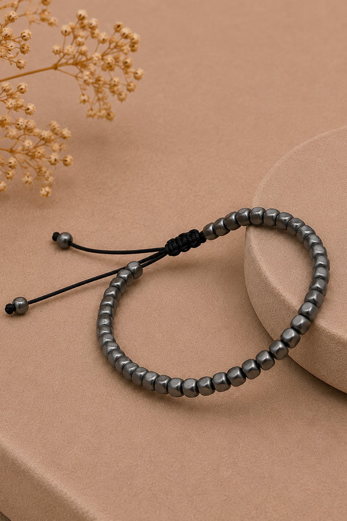 Hematit Doğal Taş Mat Açık Gri Küp Kesim 4x4mm Makrome Bileklik