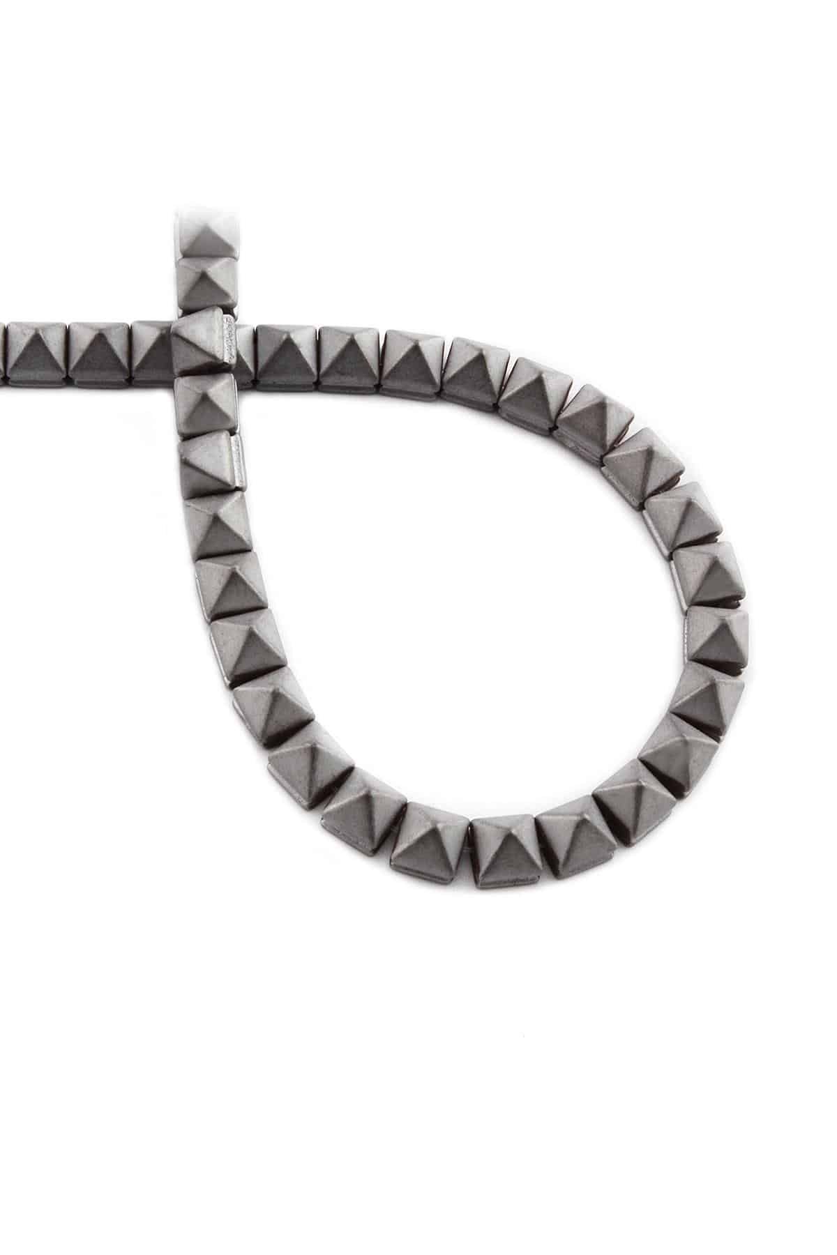 Hematite Natural Stone Matte Light Grey Pyramid Cut 6x6x6mm String Of Beads