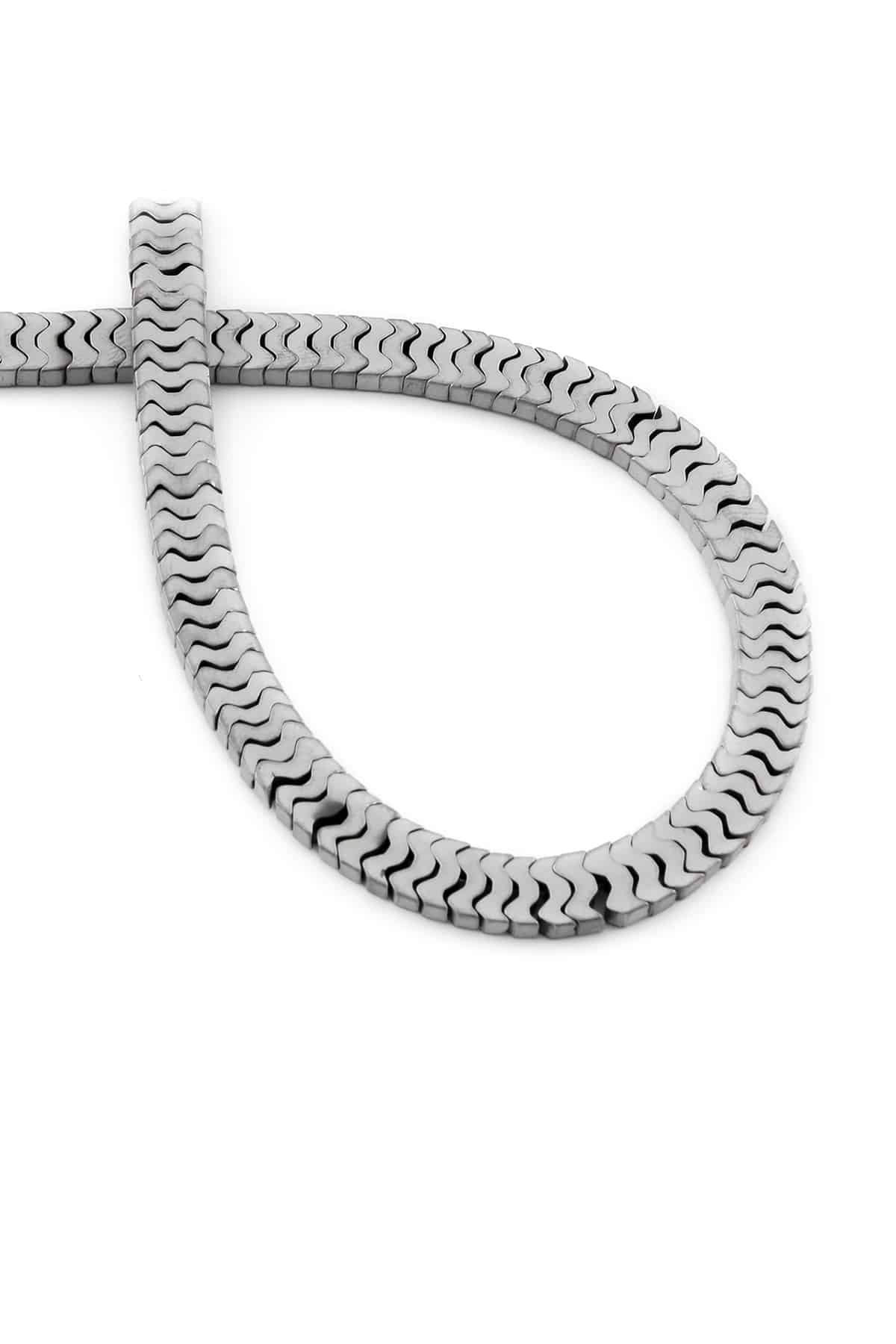 Hematite Natural Stone Matte Light Grey Bat Cut 7x1mm String Of Beads
