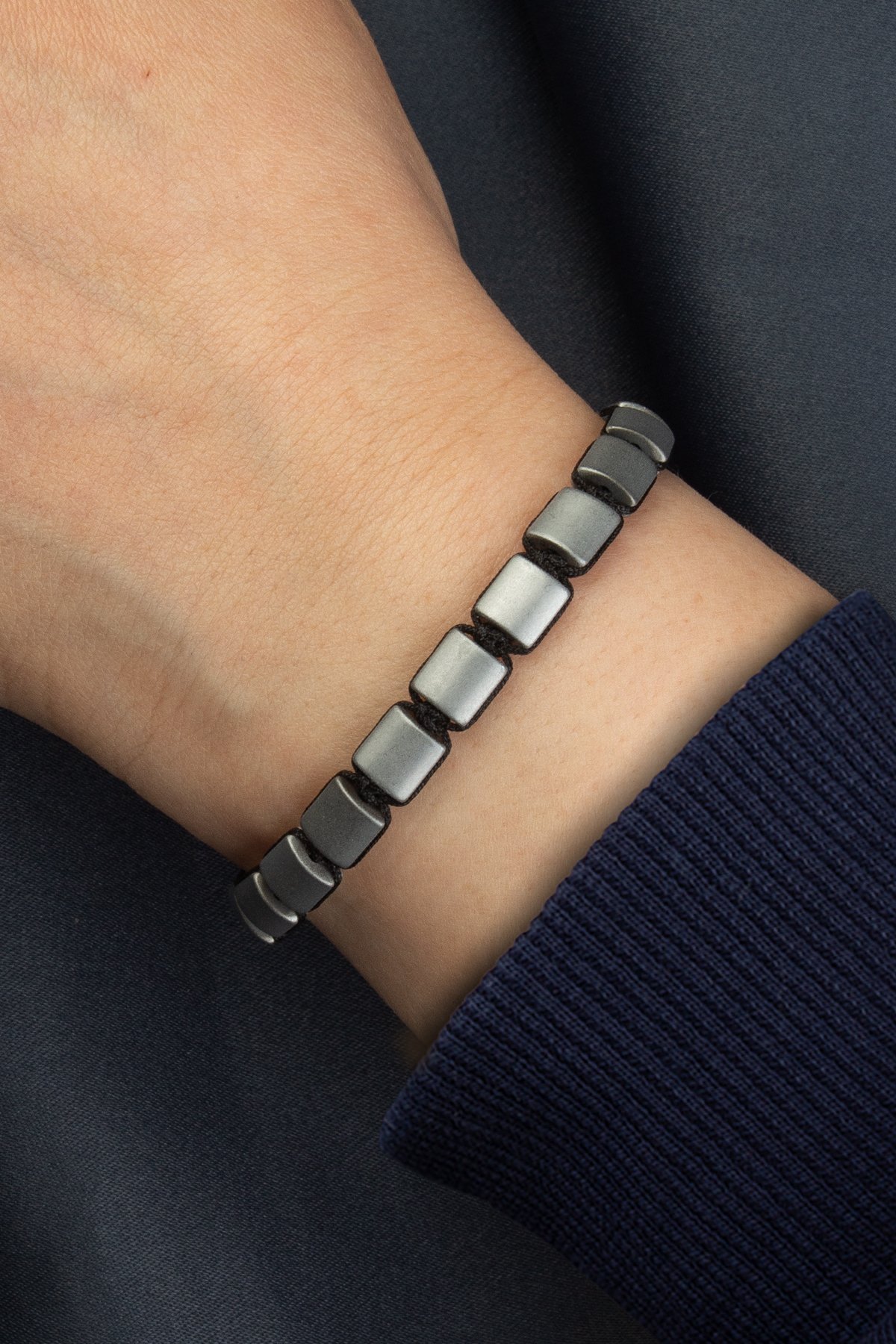 Hematit Doğal Taş Mat Açık Gri Yassı Kare Kesim 7x7mm Makrome Bileklik