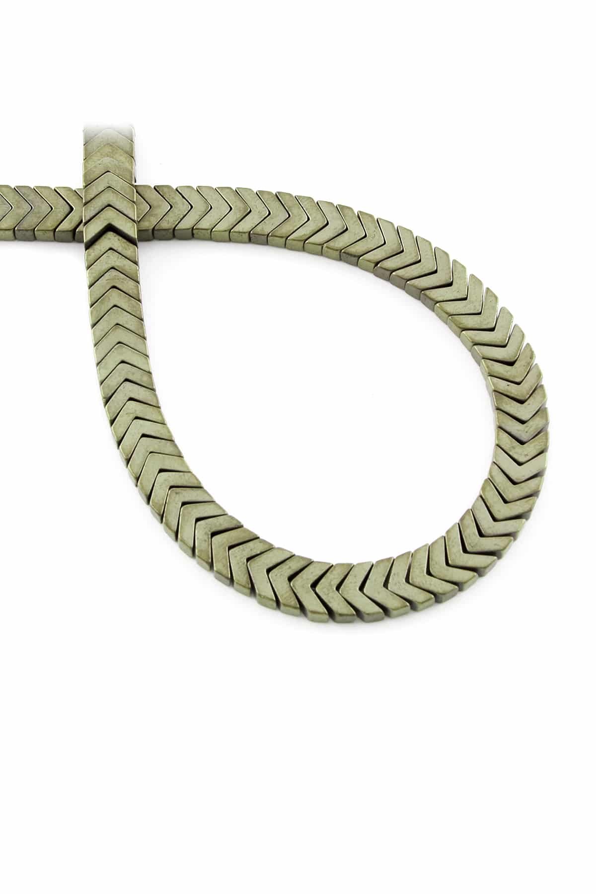Hematite Natural Stone Matte Antique Yellow Sergeant Cut 7x2mm String Of Beads