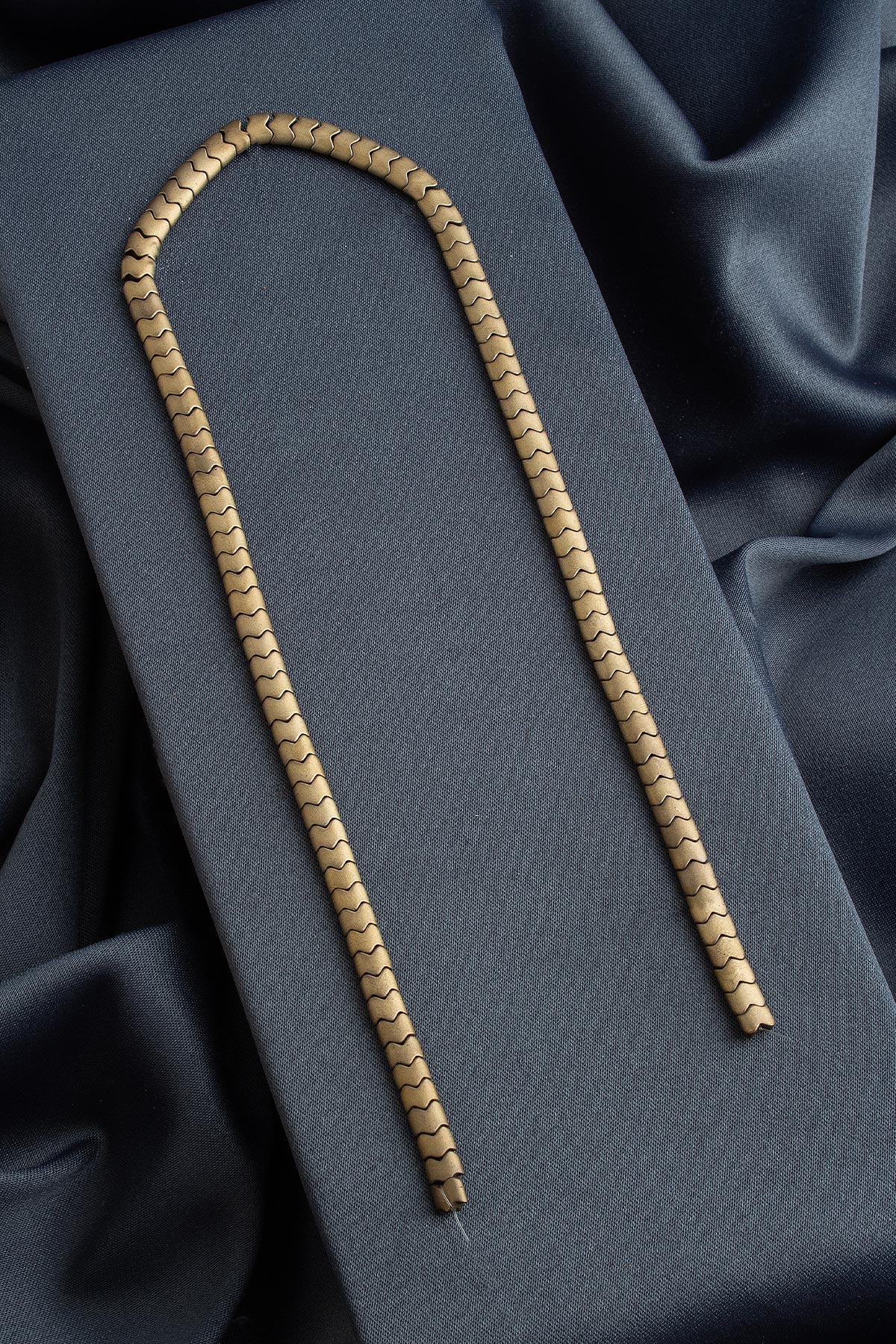 Hematite Natural Stone Matte Antique Yellow Flat Herringbone Cut 6x4mm String Of Beads