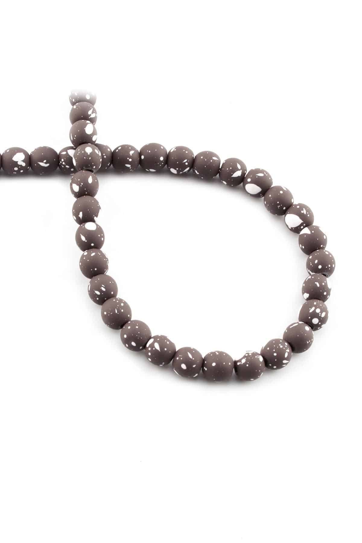 Hematite Natural Stone Matte Mottled Light Grey Globe Cut 6mm String Of Beads