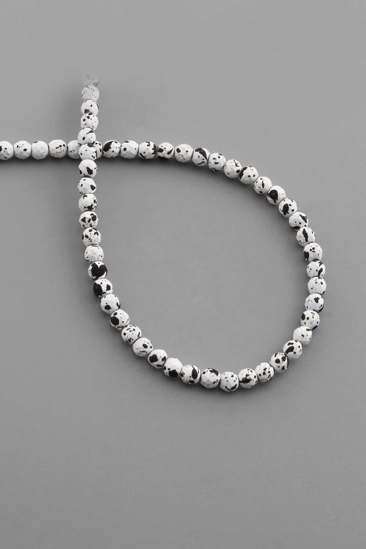 Hematite Natural Stone Matte Mottled White 4mm String Of Beads