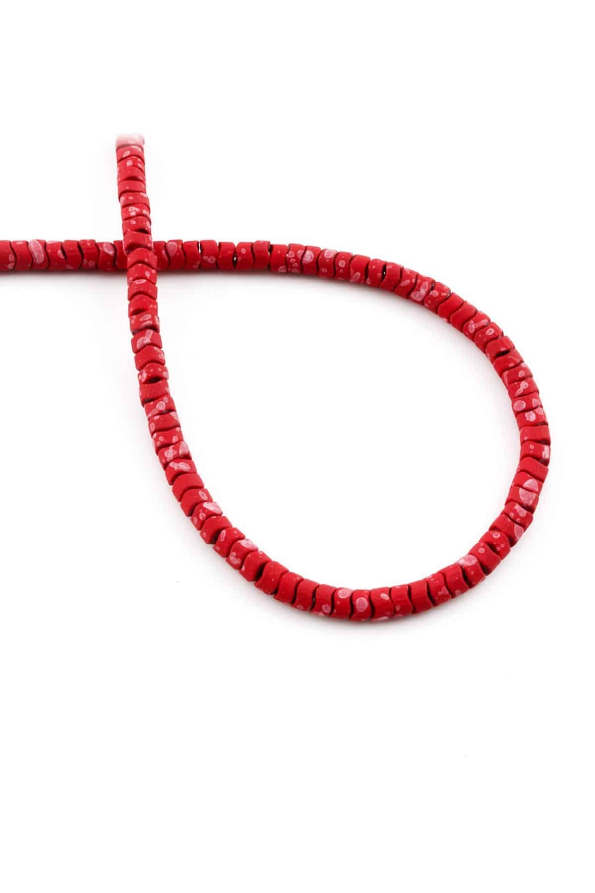 Hematite Natural Stone Matte Mottled Red Washer Cut 4x2mm String Of Beads