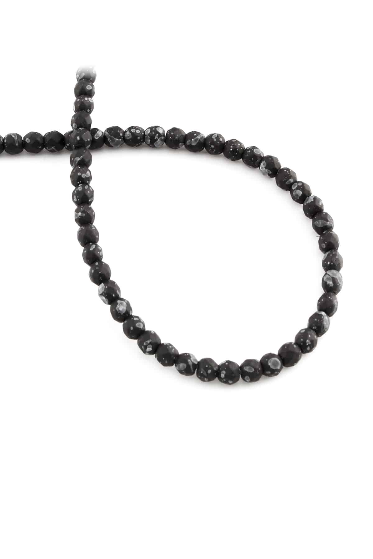 Hematite Natural Stone Matte Mottled Black 4mm String Of Beads