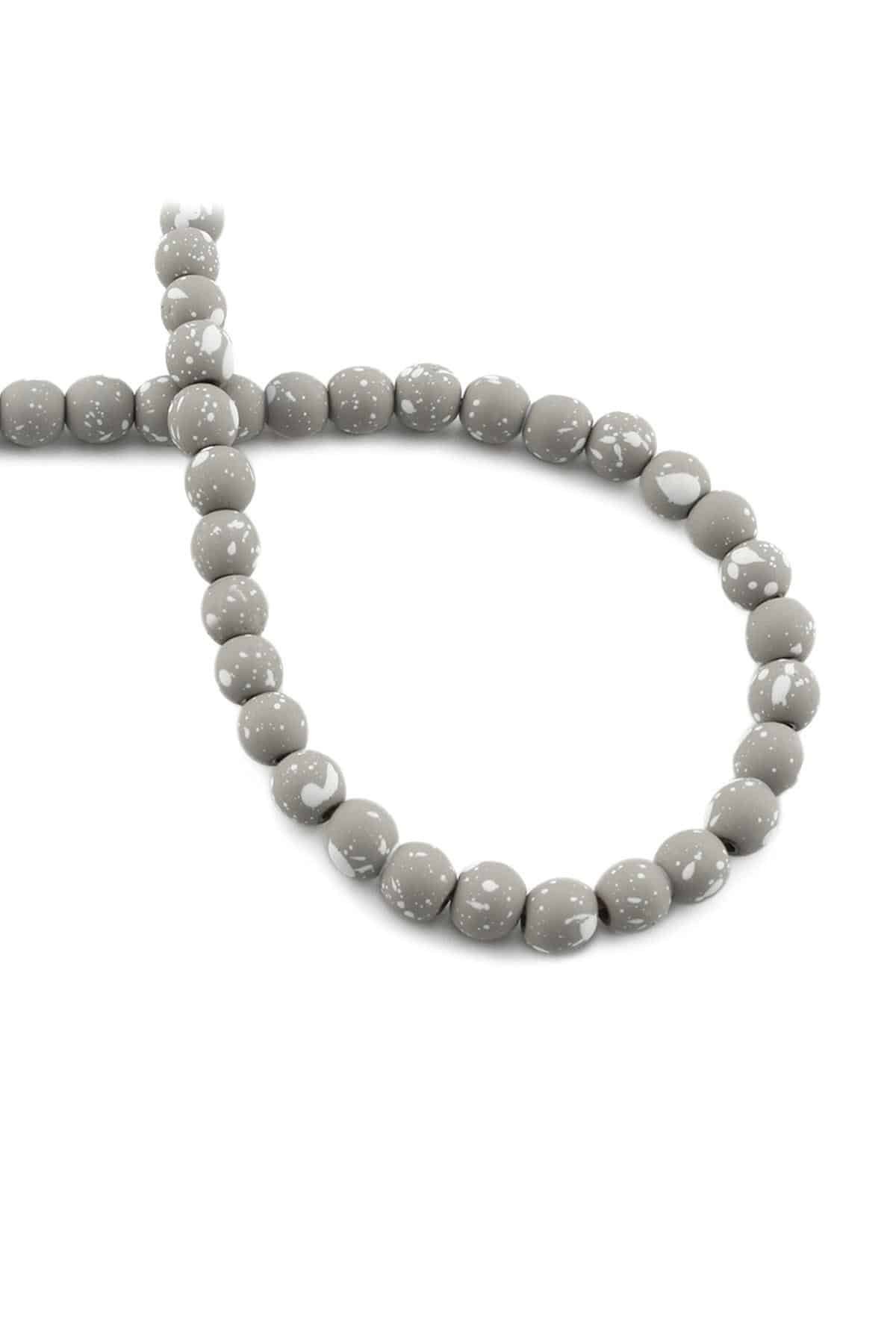 Hematite Natural Stone Matte Mottled Water Green Globe Cut 6mm String Of Beads