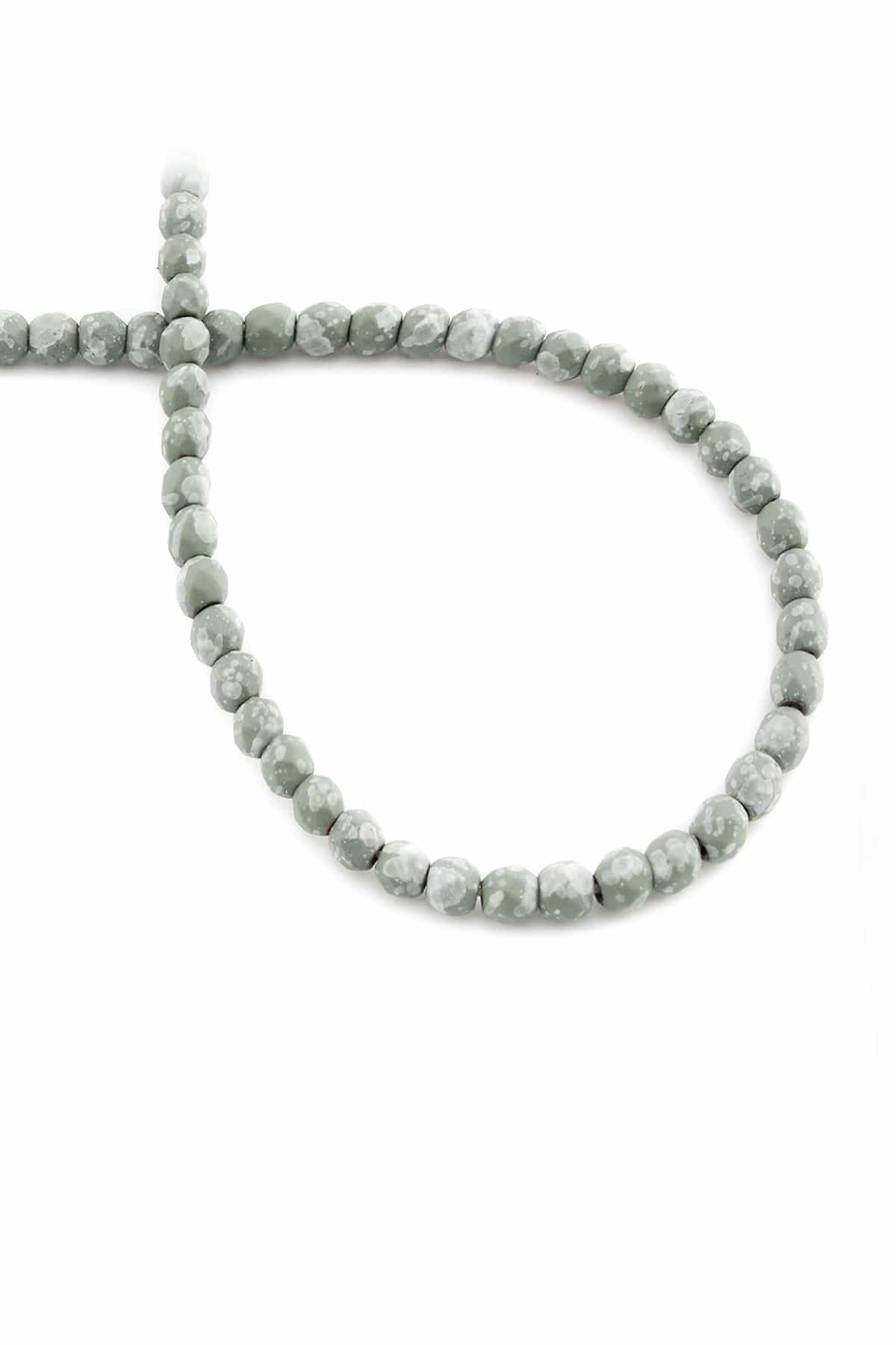 Hematite Natural Stone Matte Mottled Water Green 4mm String Of Beads