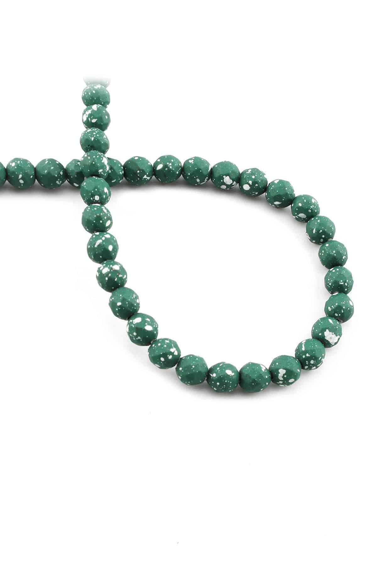 Hematite Natural Stone Matte Mottled Green 6mm String Of Beads