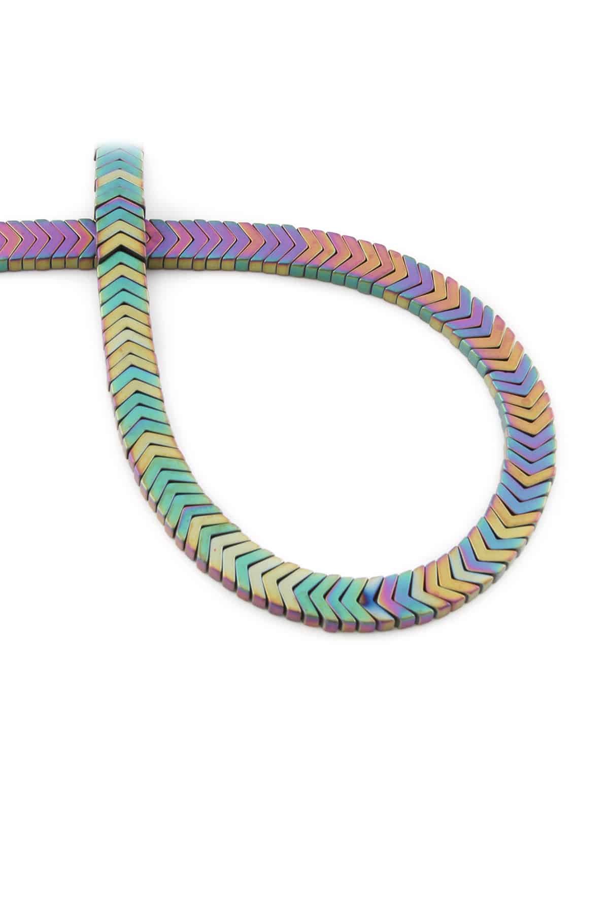 Hematite Natural Stone Matte Rainbow Sergeant Cut 7x1mm String Of Beads
