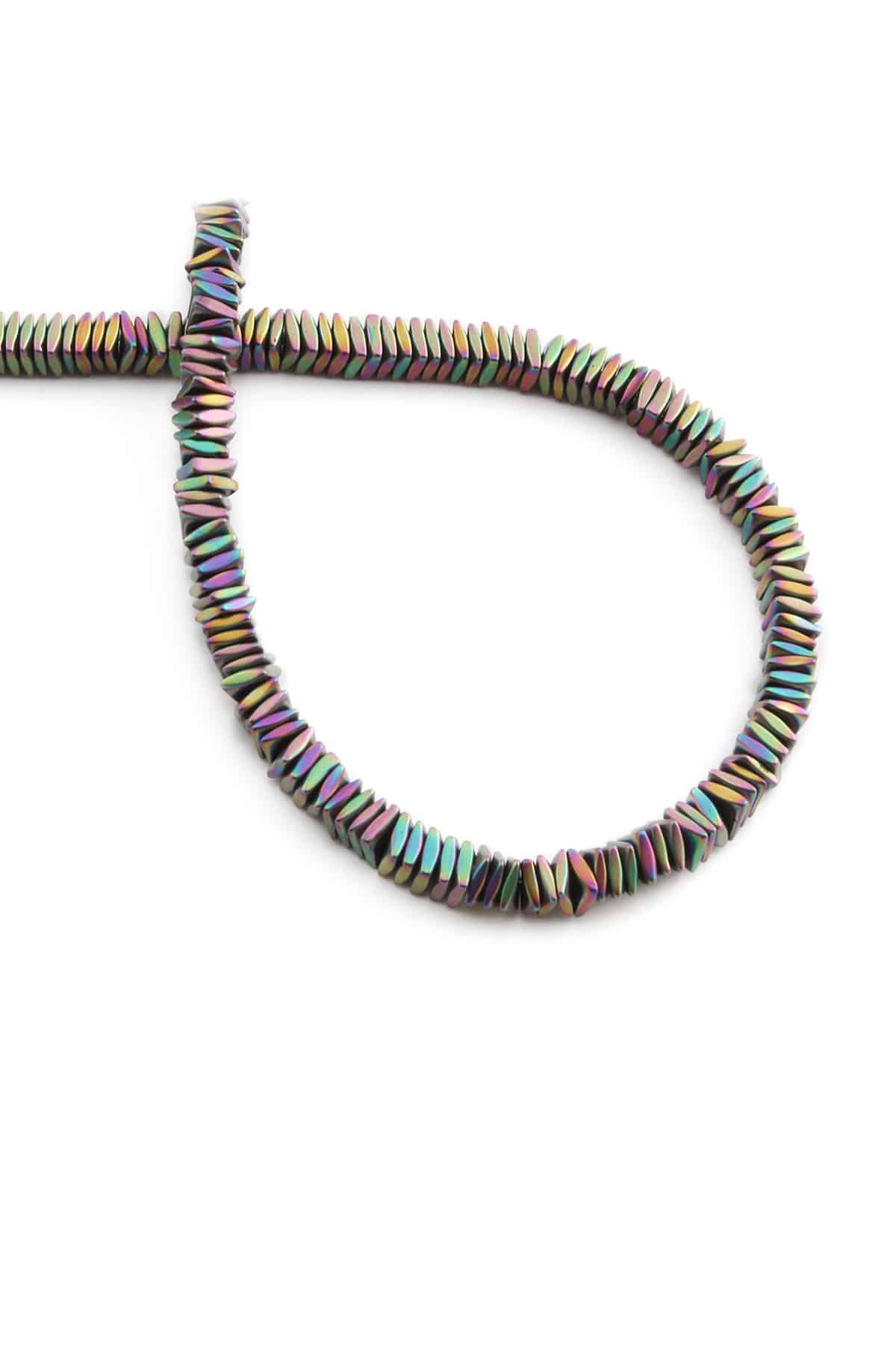 Hematite Natural Stone Matte Rainbow Washer Cut 4x1mm String Of Beads