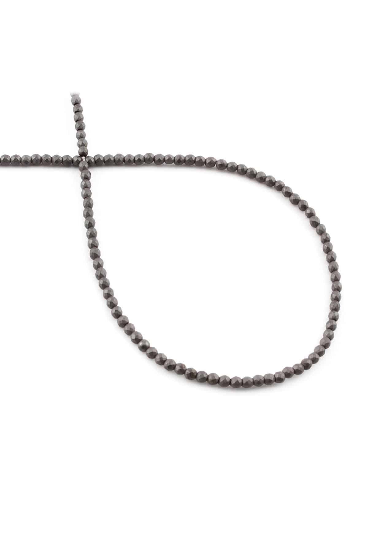Hematite Natural Stone Matte Grey 2mm String Of Beads